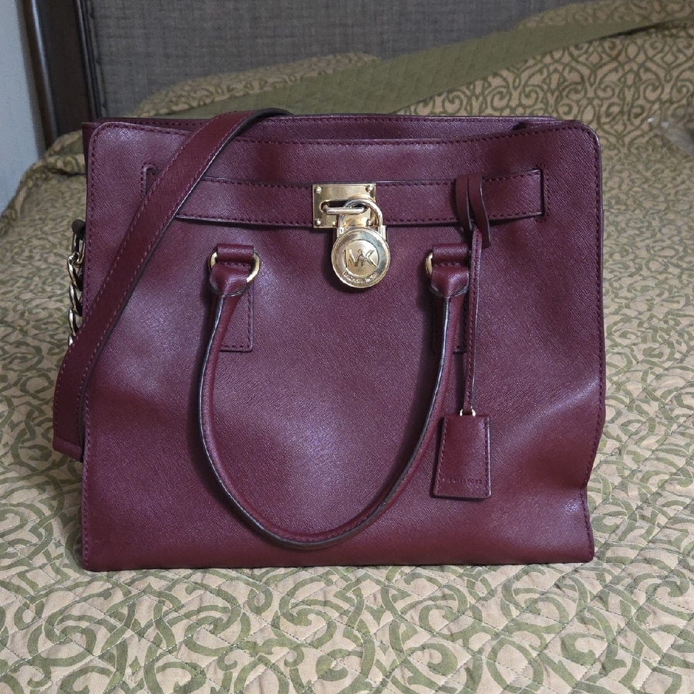 Michael Kors Wine Satchel with Gold Accents